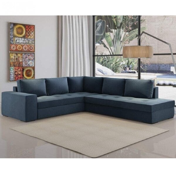 Sofá De Canto 5 Lugares Laura Espresso Móveis Petróleo