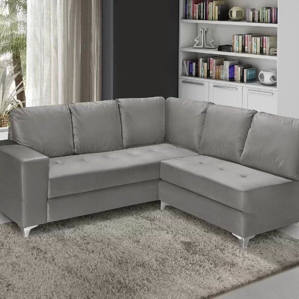 Sofá De Canto 5 Lugares Prata Nabas Cinza