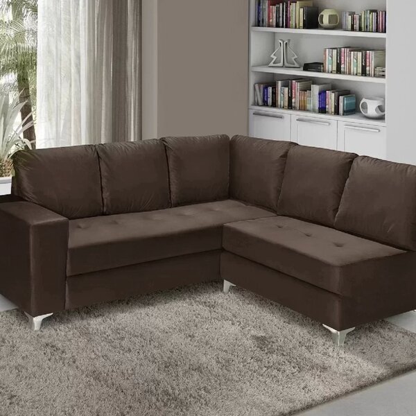 Sofá De Canto 5 Lugares Prata Nabas Marrom