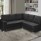 Sofá De Canto 5 Lugares Prata Nabas Preto