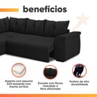 Sofá De Canto 5 Lugares Retrátil Qatar Suede Preto
