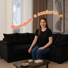 Sofá De Canto 5 Lugares Retrátil Qatar Suede Preto