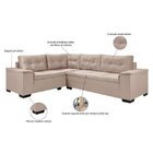 Sofá De Canto 5 Lugares Suede Aveludado Viena  Areia