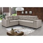 Sofá De Canto 5 Lugares Suede Aveludado Viena  Cinza Claro