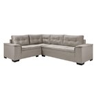 Sofá De Canto 5 Lugares Suede Aveludado Viena  Cinza Claro