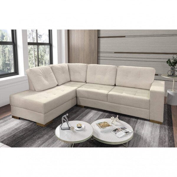 Sofá De Canto 5 Lugares Suede Martins Estofados Bege