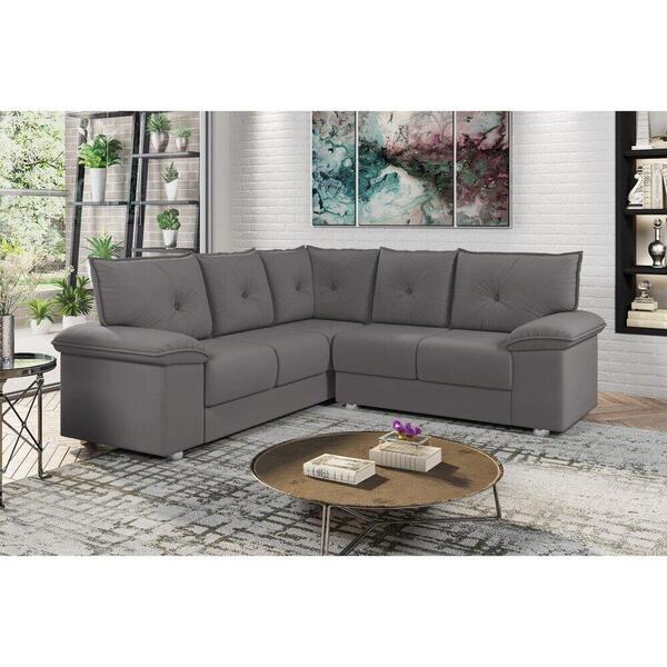 Sofá De Canto 5 Lugares Suede Veludo Multimóveis Cr45049 Cinza