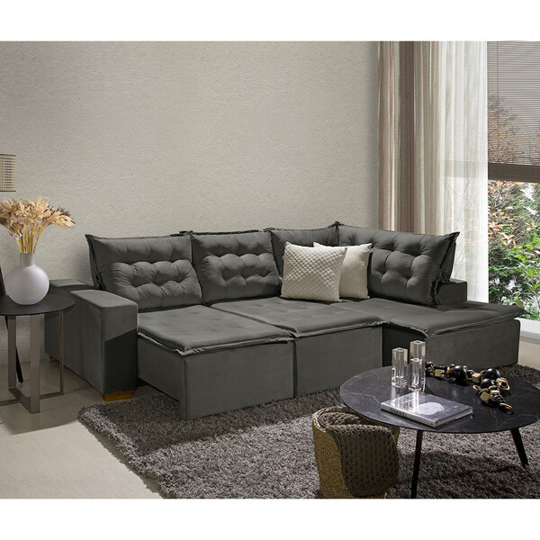 Sofá De Canto 5 Lugares Vitoria 270cm Retrátil E Reclinável C