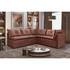 Sofá De Canto 6 Lugares 238x220cm Veludo Jundiaí  Marrom Cobre