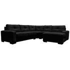 Sofá De Canto 6 Lugares 240cm Com Chaise Concord Couro Preto