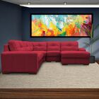 Sofá De Canto 6 Lugares 240cm Com Chaise Concord Couro Vermel