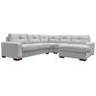 Sofá De Canto 6 Lugares 280cm Com Chaise Concord Couro Branco