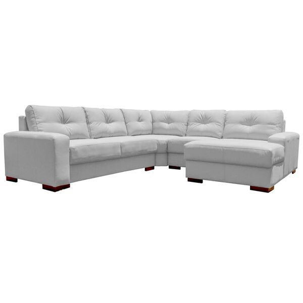 Sofá De Canto 6 Lugares 280cm Com Chaise Concord Couro Branco