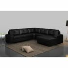 Sofá De Canto 6 Lugares 280cm Com Chaise Concord Couro Preto