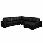 Sofá De Canto 6 Lugares 280cm Com Chaise Concord Couro Preto