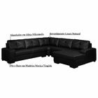 Sofá De Canto 6 Lugares 280cm Com Chaise Concord Couro Preto