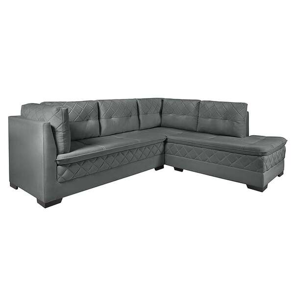 Sofá De Canto 6 Lugares Canadá Suede Aveludado Petróleo