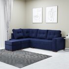 Sofá De Canto 6 Lugares Com Chaise 2,38m Industrial Suede Azu