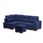 Sofá De Canto 6 Lugares Com Chaise 2,38m Industrial Suede Azu