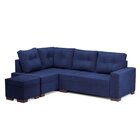 Sofá De Canto 6 Lugares Com Chaise 2,38m Industrial Suede Azu