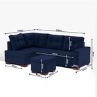 Sofá De Canto 6 Lugares Com Chaise 2,38m Industrial Suede Azu