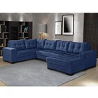 Sofá De Canto 6 Lugares Com Chaise Bia Império Estofados Azul