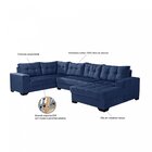 Sofá De Canto 6 Lugares Com Chaise Bia Império Estofados Azul
