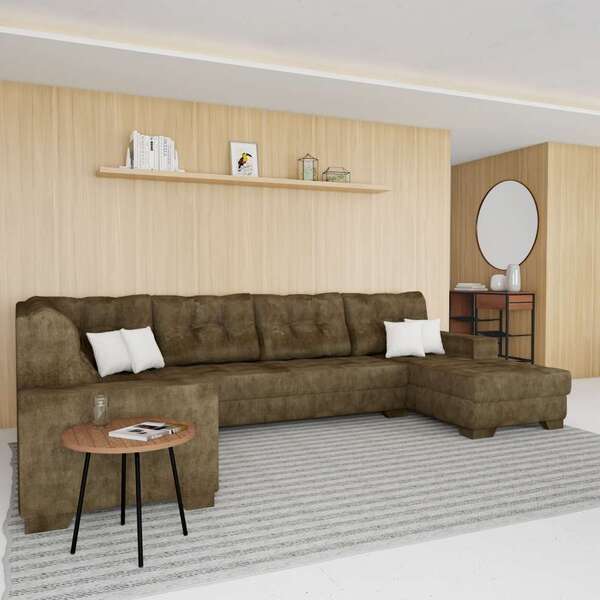 Sofá De Canto 6 Lugares Com Chaise Direito Paris Suede Amassa