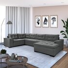 Sofá De Canto 6 Lugares Com Chaise Suede Aveludado Viena  Cin