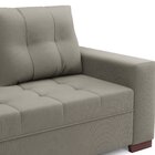 Sofá De Canto 6 Lugares Com Puff 238cm Suede Cinza  Cinza