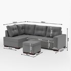 Sofá De Canto 6 Lugares Com Puff 238cm Suede Cinza  Cinza
