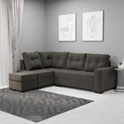 Sofá De Canto 6 Lugares Com Puff 238cm Suede Cinza  Cinza