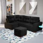 Sofá De Canto 6 Lugares Gávea Suede Preto