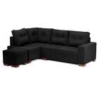 Sofá De Canto 6 Lugares Gávea Suede Preto