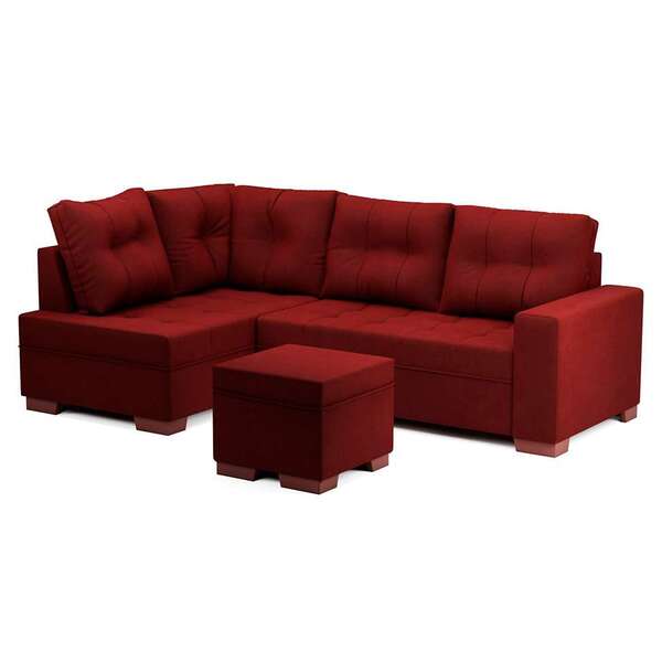 Sofá De Canto 6 Lugares Gávea Suede Vermelho