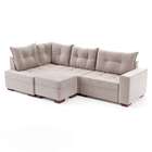 Sofá De Canto 7 Lugares Glória Suede Bege