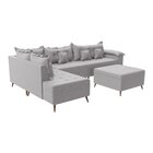 Sofá De Canto 9 Lugares Com Puff Cancun Cinza