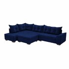 Sofá De Canto 9 Lugares Com Puff Itapema Azul
