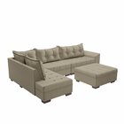 Sofá De Canto 9 Lugares Com Puff Itapema Bege