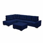 Sofá De Canto 9 Lugares Com Puff Leblon Azul