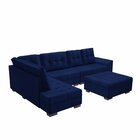 Sofá De Canto 9 Lugares Com Puff Leblon Azul