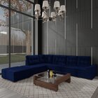 Sofá De Canto 9 Lugares Com Puff Leblon Azul