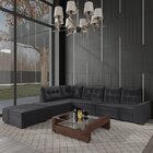 Sofá De Canto 9 Lugares Com Puff Leblon Cinza