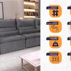 Sofá De Canto Amsterdam Cinza Molas Retrátil Reclinável - kin