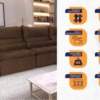 Sofá De Canto Amsterdam Marrom Molas Retrátil Reclinável - ki