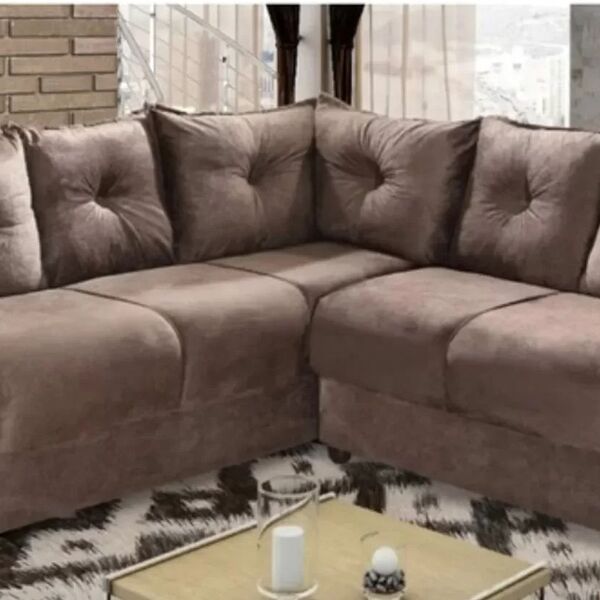 Sofá De Canto Athenas Com Encosto Fixo E 6 Almofadas Soltas F