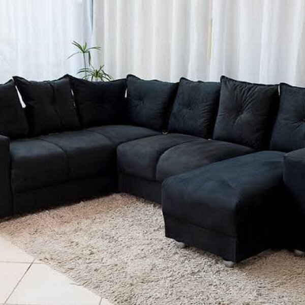 Sofá De Canto Belém 5070 Com Chaise Preto