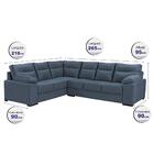 Sofá De Canto Cama Inbox Roseau 1,75x2,65m Suede Azul