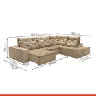 Sofá De Canto Com Chaise 3 Lugares Pés Em Madeira Maciça Nice