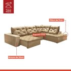 Sofá De Canto Com Chaise 3 Lugares Pés Em Madeira Maciça Nice